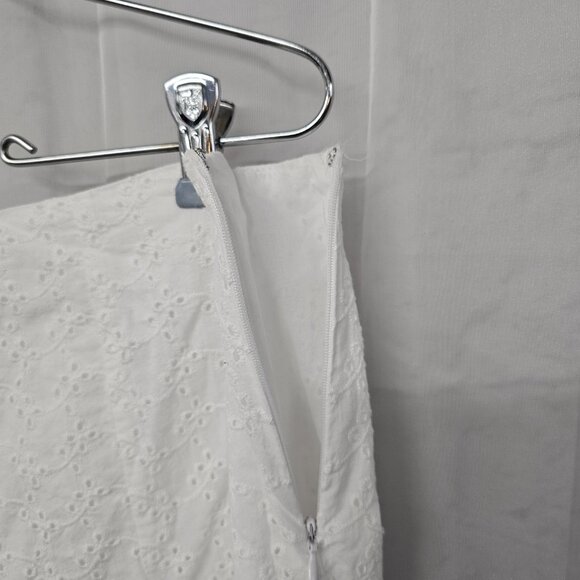 Chaps White Embroidered Floral Eyelet A-Line Skirt Boho Cottagecore 8 - Picture 5 of 10